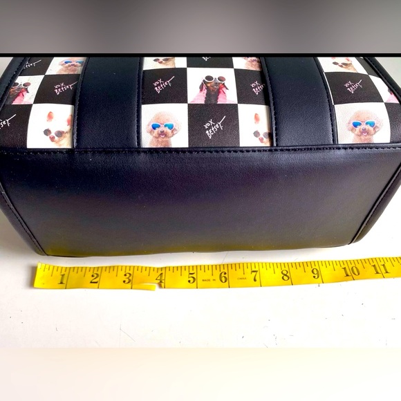 Betsey Johnson NWT Black White Checkered Dog Satchel Crossbody Purse (J - Picture 9 of 15